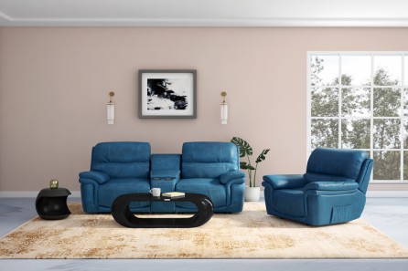 MACKENZIE 2 SEATER RECLINER (BLUE)